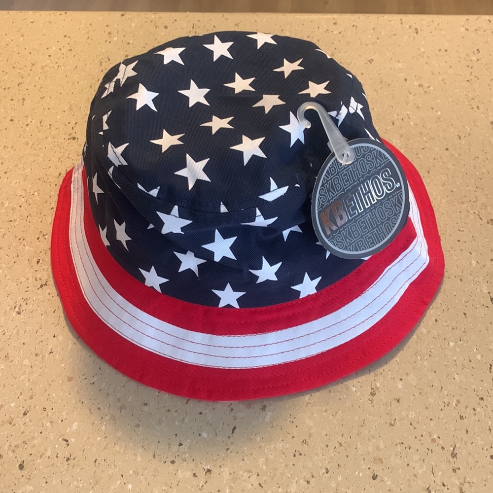 Men’s Kbethos Patriotic Red, white & blue stars & stripes bucket hat